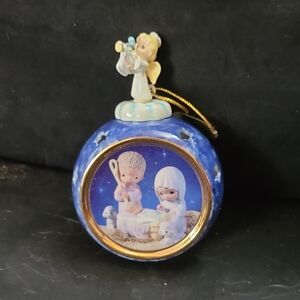 Precious Moments Blue and Gold Nativity Ornament